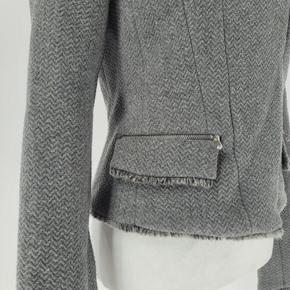 ZARA Trafaluc Outerwear Womens Gray Wool Blend Moto Biker Cropped Jacket Size M - Picture 3 of 8